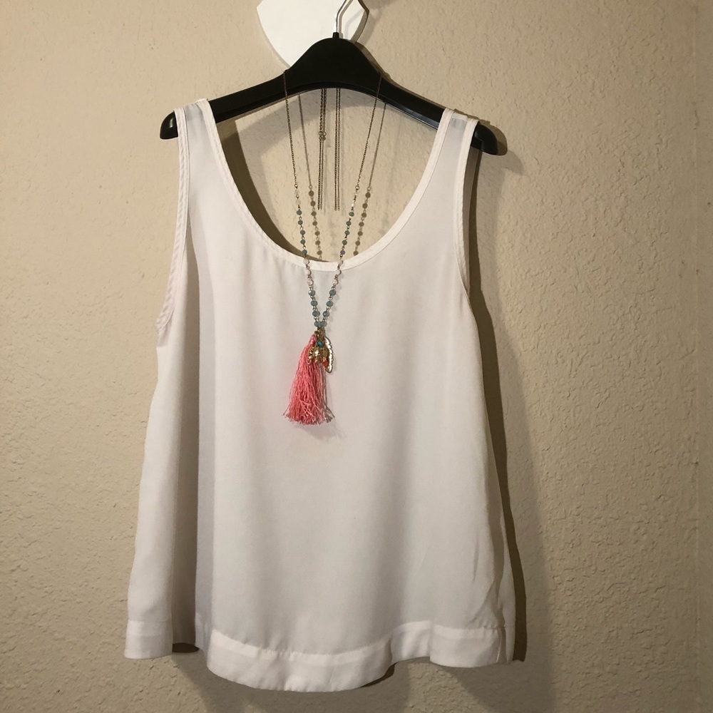 White Dressy Tank Top Size L